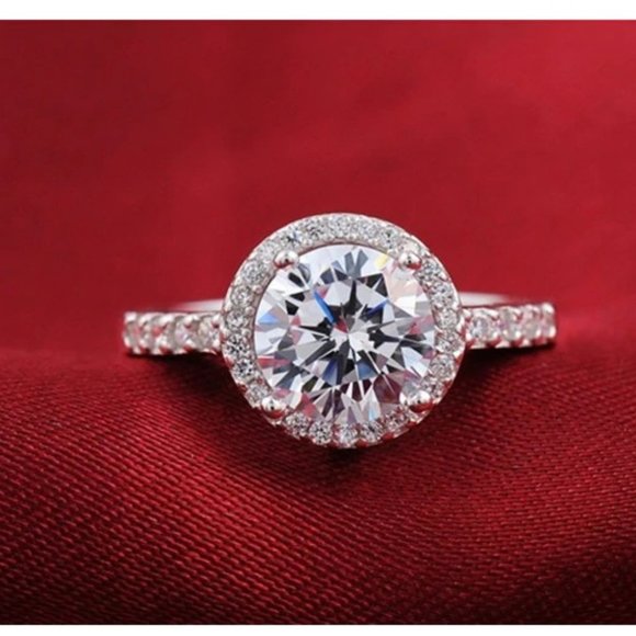 NEW 925 Sterling Silver Diamond Earrings+Ring Set - Picture 7 of 9